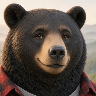 Cobble Ridge, an AI-generated black bear mascot