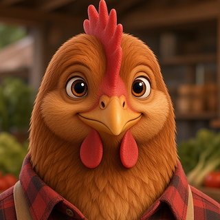 Henrietta Cluck, an AI-generated hen mascot